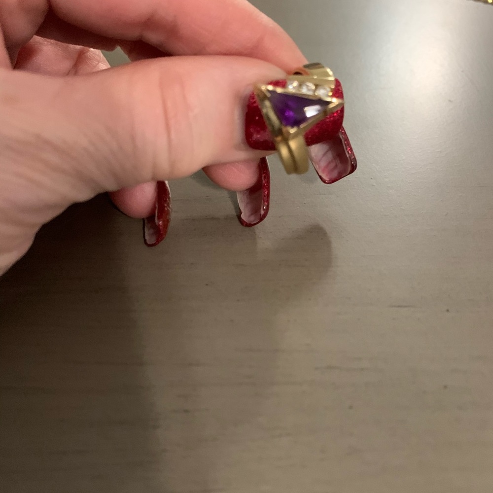 Genuine amethyst ring w/ diamond accents 14k gold - Picture 2 of 11